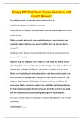 Biology 1407Final Exam Review Questions with&NewLine;Correct Answers