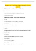 Biology 1407Final Exam Questions with Correct&NewLine;Answers