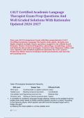 CALT Certified Academic Language &NewLine;Therapist Exam Prep Questions And &NewLine;Well Graded Solutions With Rationales &NewLine;Updated 2026 2027