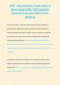 AHIP - Discrimination&comma; Fraud&comma; Waste&comma; & Abuse &lpar;Latest 2026 &sol; 2027 Updates&rpar; Questions & Answers 100&percnt; Correct   &lbrace;Grade A&rcub;&NewLine;&NewLine;