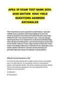 APEA 3P EXAM TEST BANK 2025&NewLine;2026 EDITION  HIGH YIELD &NewLine;QUESTIONS ANSWERS &NewLine;RATIONALES 