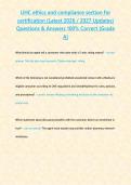 UHC ethics and compliance section for certification &lpar;Latest 2026 &sol; 2027 Updates&rpar; Questions & Answers 100&percnt; Correct &lbrace;Grade A&rcub;
