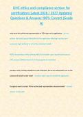 UHC ethics and compliance section for certification &lpar;Latest 2026 &sol; 2027 Updates&rpar; Questions & Answers 100&percnt; Correct &lbrace;Grade A&rcub;