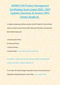AIPMM CPM Product Management Certification Exam &lpar;Latest 2026 &sol; 2027 Updates&rpar; Questions & Answers 100&percnt; Correct &lbrace;Grade A&rcub;  