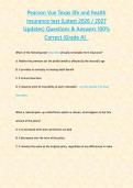 Pearson Vue Texas life and health insurance test &lpar;Latest 2026 &sol; 2027 Updates&rpar; Questions & Answers 100&percnt; Correct &lbrace;Grade A&rcub;  &NewLine;&NewLine;