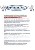 PAEA PEDIATRICS EOR ACTUAL TEST PAPER QUESTIONS AND ANSWERS SET 