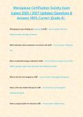 Menopause Certification Society Exam &lpar;Latest 2026 2027 Updates&rpar;&lpar;Latest 2026 &sol; 2027 Updates&rpar; Questions & Answers 100&percnt; Correct &lbrace;Grade A&rcub;  