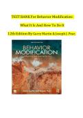 Test Bank For Behavior Modification&colon; What It Is and How To Do It&comma; 12th Edition  by Garry Martin & Joseph J&period; Pear&comma; All Chapters 1 - 29&comma; Verified Newest Version