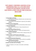 NEW JERSEY CERTIFIED ASSISTED LIVING &NewLine;ADMINISTRATOR &lpar;CALA&rpar; EXAMINATION &NewLine;COMPLETE QUESTIONS AND DETAILED &NewLine;SOLUTIONS LATEST UPDATE THIS YEAR JUST &NewLine;RELEASED