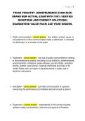 TEXAS PODIATRY JURISPRUDENCE EXAM 2025&vert; &NewLine;BRAND NEW ACTUAL EXAM WITH 100&percnt; VERIFIED &NewLine;QUESTIONS AND CORRECT SOLUTIONS&vert; &NewLine;GUARANTEED VALUE PACK&vert; ACE YOUR GRADES