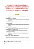 WYOMING MASTER ELECTRICIAN &NewLine;EXAMINATION COMPLETE QUESTIONS &NewLine;AND DETAILED SOLUTIONS LATEST &NewLine;UPDATE THIS YEAR JUST RELEASED