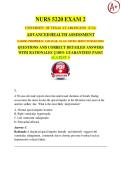 NURS 5220 EXAM 2  UNIVERSITY OF TEXAS AT ARLINGTON &lpar;UTA&rpar; ADVANCED HEALTH ASSESSMENT  &lpar;CARDIO&comma; PERIPHERAL VASCULAR&comma; GI&comma; GU&comma; NEURO&comma; HEENT INTEGRATION&rpar;  QUESTIONS AND CORRECT DETAILED ANSWERS  WITH RATIONALES &vert;&vert; 100&percnt; GUARANTEED PASS&excl;&excl;  <LATEST >