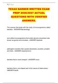 TEXAS BARBER WRITTEN EXAM &NewLine;PREP 2026&sol;2027 ACTUAL &NewLine;QUESTIONS WITH VERIFIED &NewLine;ANSWERS&period;