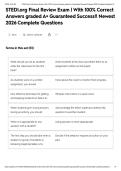 STEDI&period;org Final Review Exam &vert; With 100&percnt; Correct Answers graded A&plus; Guaranteed Success&excl;&excl; Newest 2026 Complete Questions&NewLine;&NewLine;