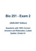 BIO 251 Exam 2 Questions & Answers &vert; 2026&sol;2027 Biology Exam Review &vert; Practice Test with Detailed Rationales & Verified Solutions &vert; Graded A&plus;