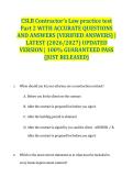 CSLB Contractor's Law practice test Part 2 WITH ACCURATE QUESTIONS AND ANSWERS &lpar;VERIFIED ANSWERS&rpar; &vert; LATEST &lpar;2026&sol;2027&rpar; UPDATED VERSION &vert; 100&percnt; GUARANTEED PASS &lbrace;JUST RELEASED&rcub;