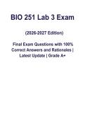 BIO 251 Lab 3 Exam 2026&sol;2027 Edition &vert; Biology Lab Final Exam Prep Guide &vert; Practice Questions with 100&percnt; Correct Answers & Detailed Rationales &vert; Graded A&plus;