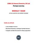 CHEM 103 Module 7 Exam &lpar;2 Versions&comma; Latest-2026&sol;2027&rpar; &sol; CHEM103 Module 7 Exam &sol; CHEM 103 General Chemistry I Module 7 Exam 7&colon; General Chemistry I w&sol;Lab&colon; Portage Learning &vert;100&percnt; Verified and Correct Q & A&vert;
