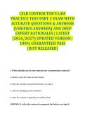 CSLB CONTRACTOR'S LAW PRACTICE TEST PART 2 EXAM WITH ACCURATE QUESTIONS & ANSWERS &lpar;VERIFIED ANSWERS&rpar; AND DEEP EXPERT RATIONALES &vert; LATEST &lpar;2026&sol;2027&rpar; UPDATED VERSION &vert; 100&percnt; GUARANTEED PASS &lbrace;JUST RELEASED&rcub;