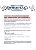 SUPERVISING SPECIAL POPULATIONS CORRECT FINAL EXAM QUESTIONS AND ANSWERS SURE