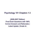 Psychology 101 Chapters 1-3 Exam 2026&sol;2027 Edition &vert; Complete Psychology Exam Prep Guide &vert; Practice Questions with 100&percnt; Correct Answers & Detailed Rationales &vert; Graded A&plus;