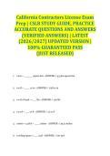 California Contractors License Exam Prep &vert; CSLB STUDY GUIDE&comma; PRACTICE ACCURATE QUESTIONS AND ANSWERS &lpar;VERIFIED ANSWERS&rpar; &vert; LATEST &lpar;2026&sol;2027&rpar; UPDATED VERSION &vert; 100&percnt; GUARANTEED PASS &lbrace;JUST RELEASED&rcub;