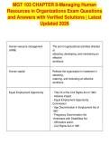 MGT 103 CHAPTER 8-Managing Human&NewLine;Resources in Organizations Exam Questions&NewLine;and Answers with Verified Solutions &vert; Latest&NewLine;Updated 2026&NewLine;