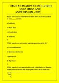 NBCE PT BOARDS EXAM &NewLine;QUESTIONS AND &NewLine;ANSWERS 2026 - 2027
