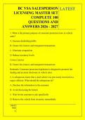 BC VSA SALESPERSON &NewLine;LICENSING MASTER SET &NewLine;COMPLETE 100 &NewLine;QUESTIONS AND &NewLine;ANSWERS 2026 - 2027