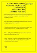 NCCCO LATTICE BOOM &NewLine;GENERAL KNOWLEDGE &NewLine;EXAMINATION &NewLine;QUESTIONS AND &NewLine;ANSWERS 2026 - 2027