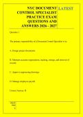 NYC DOCUMENT &NewLine;CONTROL SPECIALIST &NewLine;PRACTICE EXAM &NewLine;QUESTIONS AND &NewLine;ANSWERS 2026 - 2027