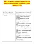 MGT 103 Reading Exam Questions and&NewLine;Answers with Verified Solutions &vert; Latest&NewLine;Updated 2026