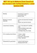 MGT 103 &lpar;up to Midterm&rpar; Exam Questions&NewLine;and Answers with Verified Solutions &vert; Latest&NewLine;Updated 2026