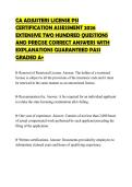 CA ADJUSTERS LICENSE PSI&NewLine;CERTIFICATION ASSESSMENT 2026&NewLine;EXTENSIVE TWO HUNDRED QUESTIONS&NewLine;AND PRECISE CORRECT ANSWERS WITH&NewLine;EXPLANATIONS GUARANTEED PASS&NewLine;GRADED A&plus;