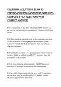 CALIFORNIA ADJUSTER PSI EXAM 50&NewLine;CERTIFICATION EVALUATION TEST PAPER 2026&NewLine;COMPLETE STUDY QUESTIONS WITH&NewLine;CORRECT ANSWERS
