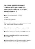 CALIFORNIA ADJUSTER PSI EXAM 50&NewLine;COMPREHENSIVE STUDY GUIDE 2026&NewLine;PRACTICE QUESTIONS AND ACCURATE&NewLine;ANSWERS GRADED A&plus;