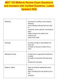 MGT 103 Midterm Review Exam Questions&NewLine;and Answers with Verified Solutions &vert; Latest&NewLine;Updated 2026