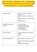 MGT 103 Quiz 3 &lpar;Chapters 8&comma; 9&comma; 12&rpar; Marketing&NewLine;Research Exam Questions and Answers with&NewLine;Verified Solutions &vert; Latest Updated 2026