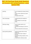 MGT 103 Final Exam Study Guide Questions&NewLine;and Answers with Verified Solutions &vert; Latest&NewLine;Updated 2026
