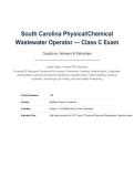 South Carolina Physical&sol;Chemical Wastewater Operator &mdash; Class C Exam&NewLine;Questions&comma; Answers & Rationales&NewLine;