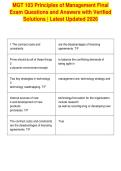 MGT 103 Principles of Management Final&NewLine;Exam Questions and Answers with Verified&NewLine;Solutions &vert; Latest Updated 2026&NewLine;
