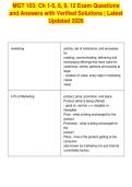 MGT 103&colon; Ch 1-5&comma; 8&comma; 9&comma; 12 Exam Questions&NewLine;and Answers with Verified Solutions &vert; Latest&NewLine;Updated 2026