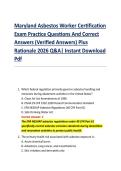 Maryland Asbestos Worker Certification &NewLine;Exam Practice Questions And Correct &NewLine;Answers &lpar;Verified Answers&rpar; Plus &NewLine;Rationale 2026 Q&A&vert; Instant Download &NewLine;Pdf 