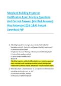 Maryland Building Inspector &NewLine;Certification Exam Practice Questions &NewLine;And Correct Answers &lpar;Verified Answers&rpar; &NewLine;Plus Rationale 2026 Q&A&vert; Instant &NewLine;Download Pdf  