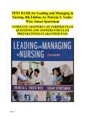 Leading and Managing in Nursing&comma; 8th Edition &lpar;Yoder-Wise & Sportsman&rpar;&colon; Complete Test Bank &vert; Chapters 1&ndash;25 Exam Questions&semi; Verified Answers & Study Resource