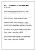 PSCI 2305 Final Exam questions with answers
