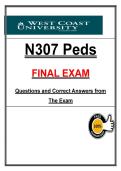 N307 Peds Final Exam &ndash; &lpar;2026&rpar; Actual Questions & Answers &lpar;WCU&rpar; 100&percnt; Guarantee Pass