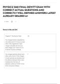 PHYSICS 1260 FINAL DEWITT EXAM WITH CORRECT ACTUAL QUESTIONS AND CORRECTLY WELL DEFINED ANSWERS LATEST ALREADY GRADED A&plus;
