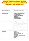 MHA 705 Chapter 20 Research Methods&NewLine;Exam Questions and Answers with Verified&NewLine;Solutions &vert; Latest Updated 2026