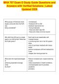 MHA 707 Exam D Study Guide Questions and&NewLine;Answers with Verified Solutions &vert; Latest&NewLine;Updated 2026